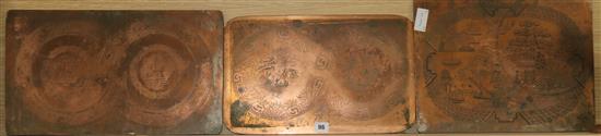 Three 18th / 19th century engraved copper plates for the transfer printing of ceramics